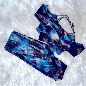 SHEIN metallic long sleeve two piece set size small